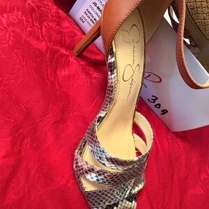 Jessica Simpson Brown and Snake Print Heels